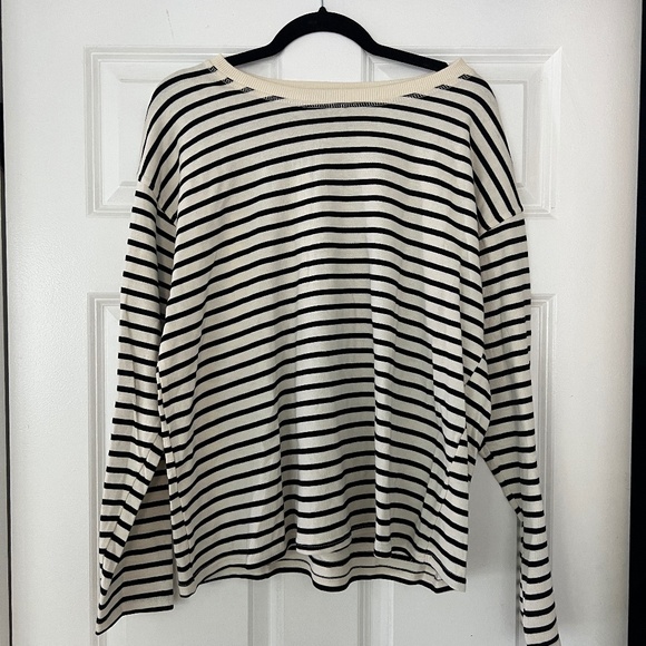 Zara STRIPED JACQUARD T-SHIRT LONGSLEEVE WHITE - Picture 2 of 4